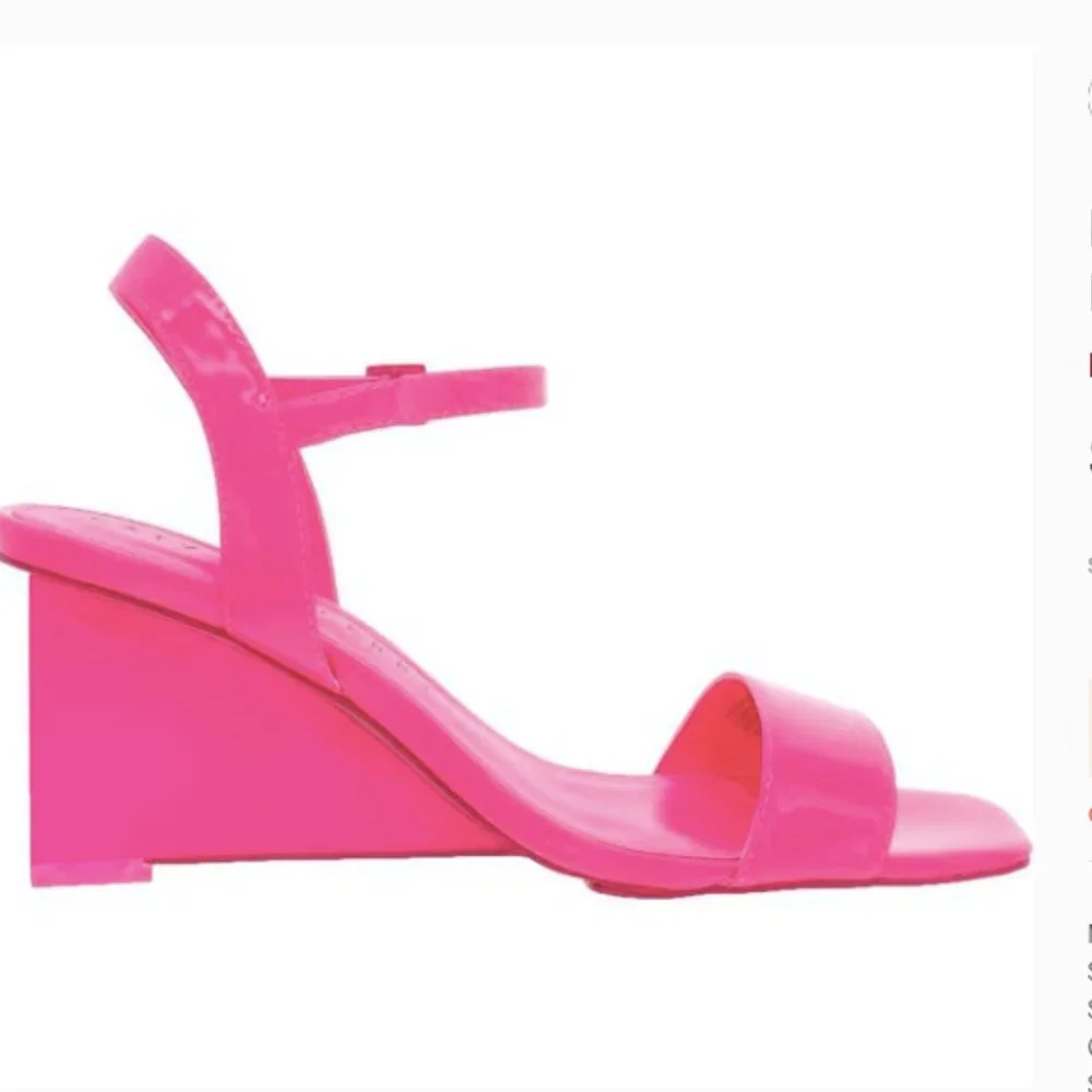 Katy Perry Women's Pink The‎ Ira Square Toe Wedge Slingback Sandal Sz. 8.5